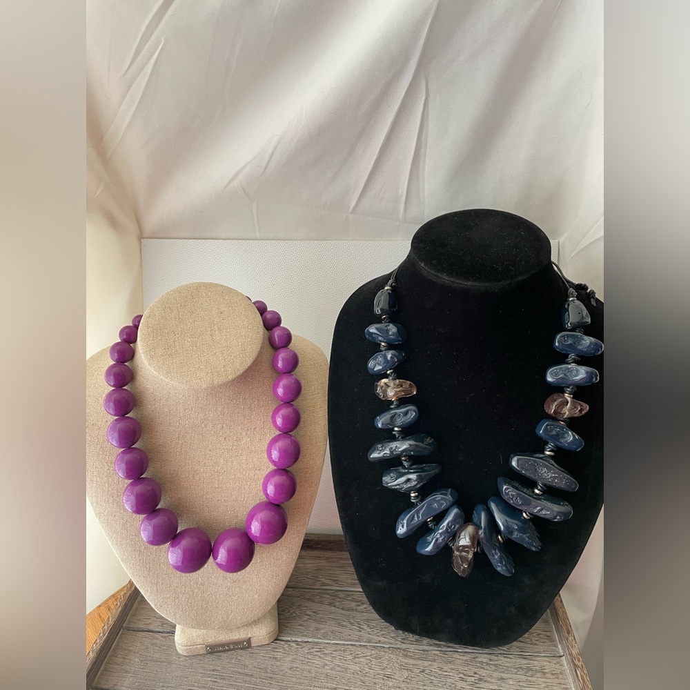 Elegant Purple and Blue Beaded Necklace Set